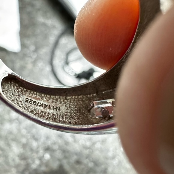 MEN'S 9.25 SS & 14K DIAMONELLE RING - Picture 8 of 9